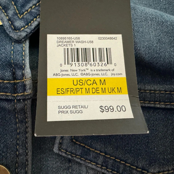 Jones New York Trucker Jean Jacket Unlined Dreamer Wash Size M - Picture 10 of 11